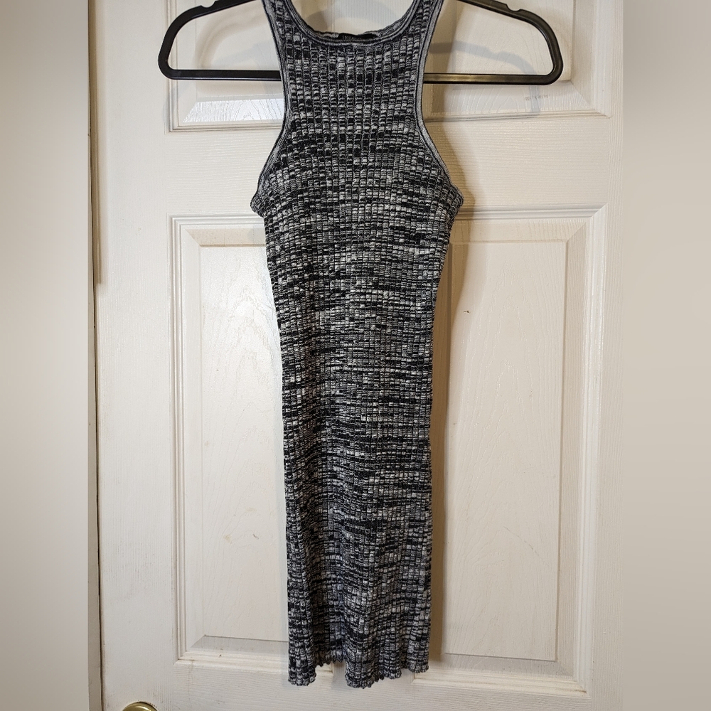 Black and grey stretchy material short dress